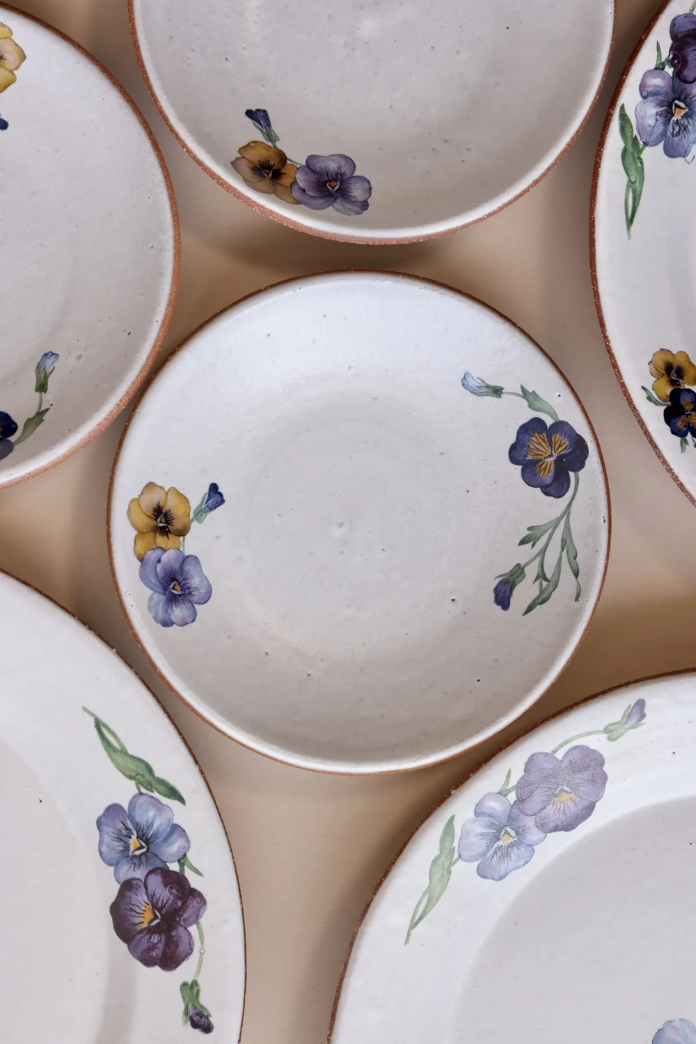 Dinner Plates Pansy Plates Modern Rustic Ceramic Tableware For