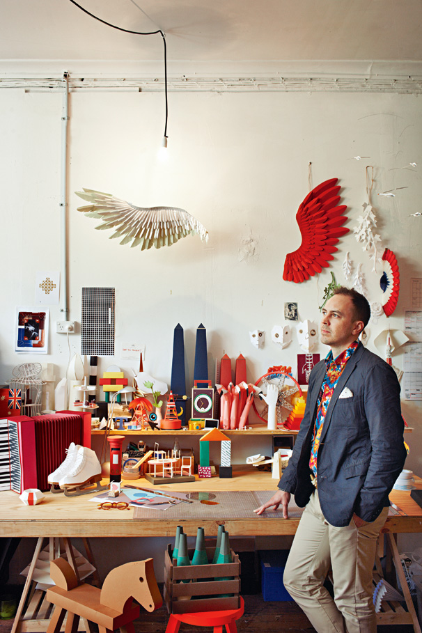 Paper engineer Benja Harney in his Surry Hills studio. Photograph courtesy of Damien Bennett.