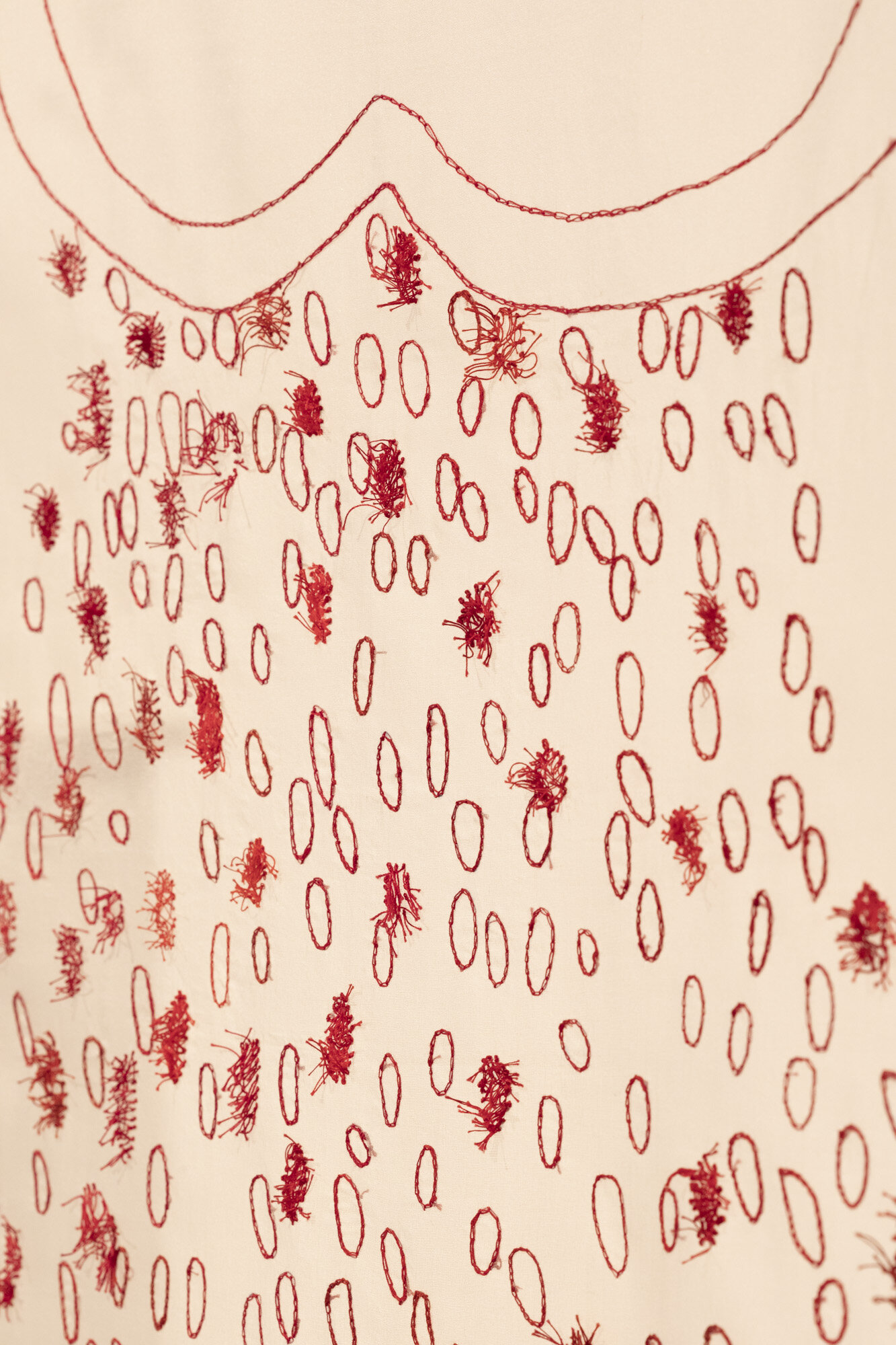   her heart   (detail) cotton hand embroidery on silk organza, 70cm x 100cm June 2021 AIRspace Projects  Image:  Joy M Lai   