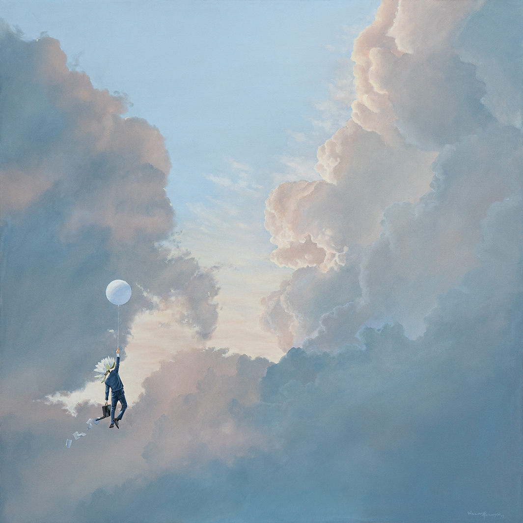 Benjamin's Balloon Surrealist Painting by William D Higginson