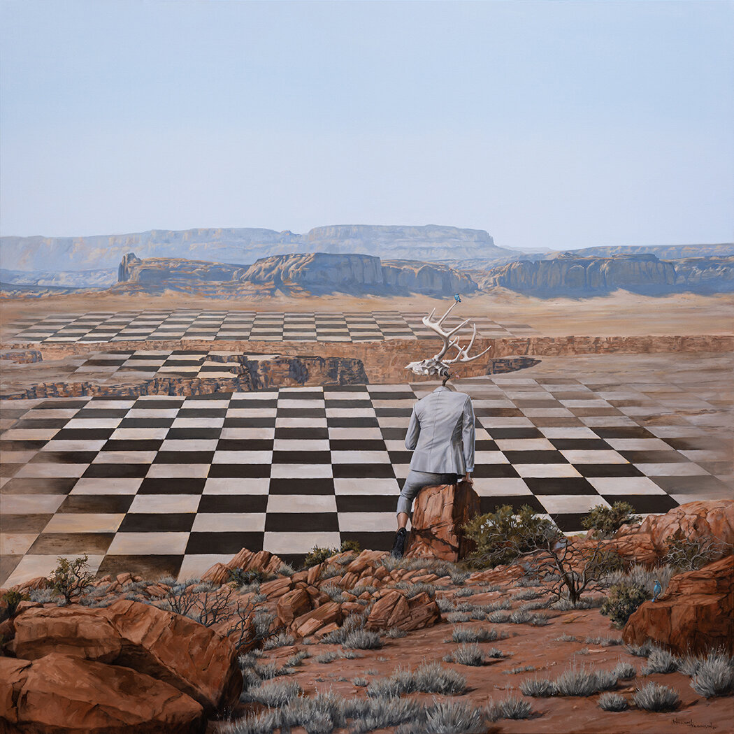 william higginson cracked chess Utah landscape surrealism oil painting.jpg