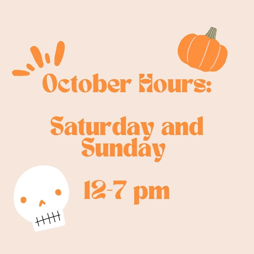 Starting this weekend, we will be closed Fridays. Open 12-7 Saturday and Sunday, through October 19. 🍁