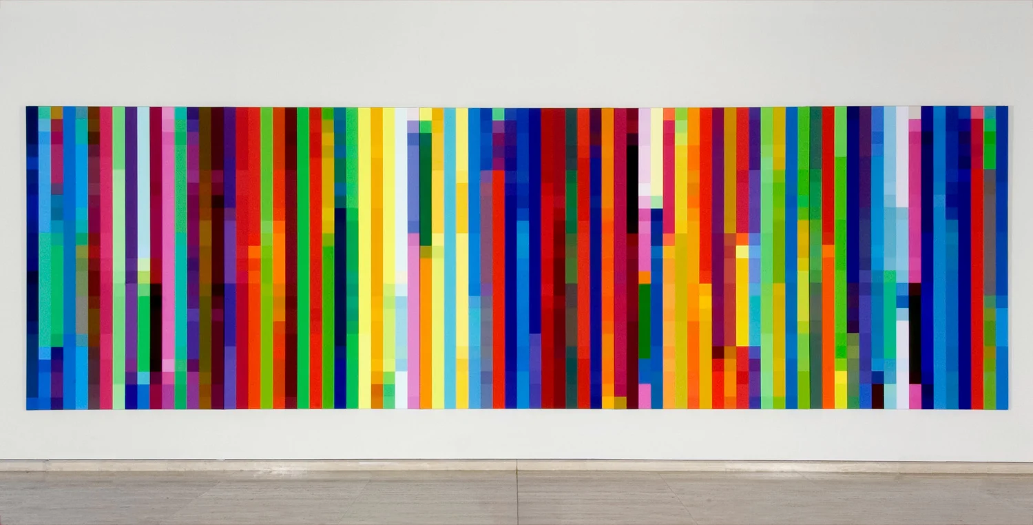 Cadence #1 (A Short Span of Time) From the series Text of Light, 2003 Synthetic polymer paint on canvas Five panels 259 x 167.6cm, 259 x 838cm overall Collection Art Gallery of New South Wales Photography: Art Gallery of New South Wales