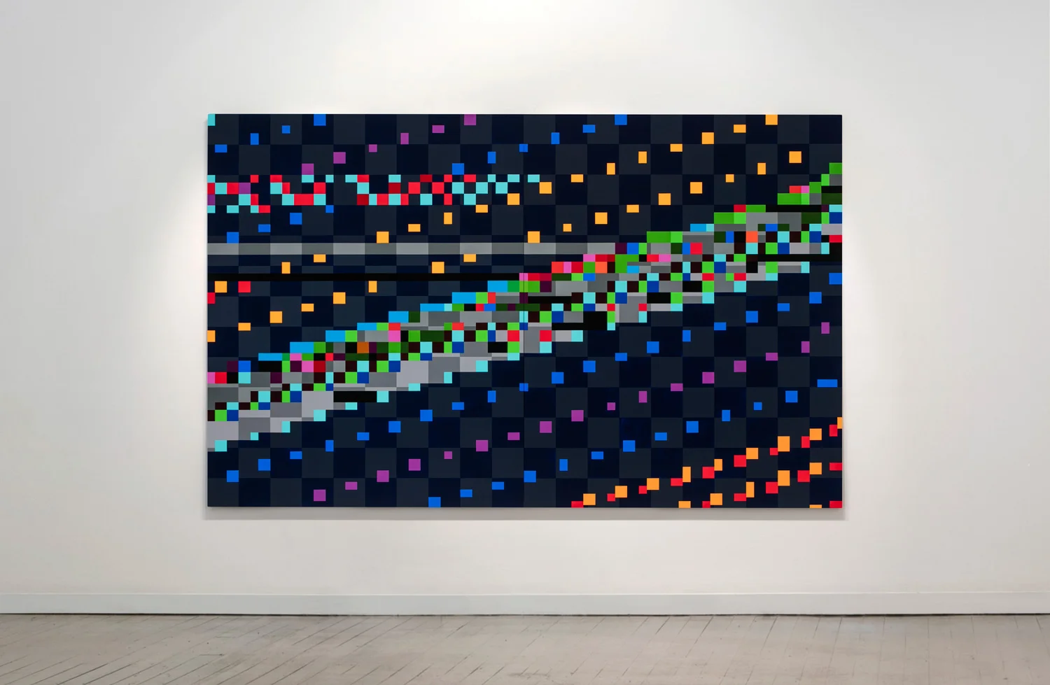 Blue Note #2 , 2016 Synthetic polymer paint on canvas Two panels, 200 x 320cm overall Exhibition: Robert Owen , Arc One Gallery, Melbourne 2016 Photography: Andrew Curtis