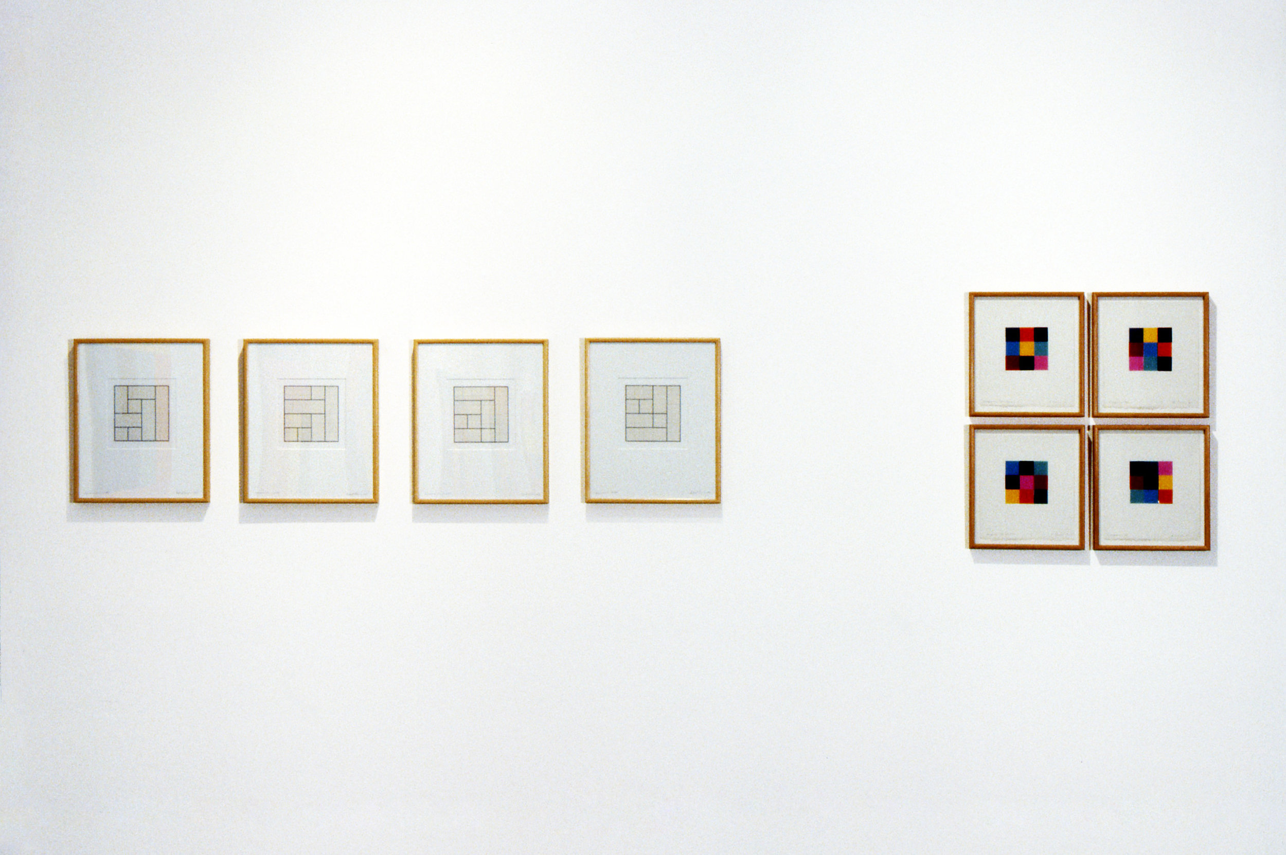  Terminus series, 1969, Pencil and tape on Arches paper, 43 x 35cm each.  Origami Studies (for Lisa), 1971, Origami paper and pencil on Arches paper, 33.5 x 31cm each. 