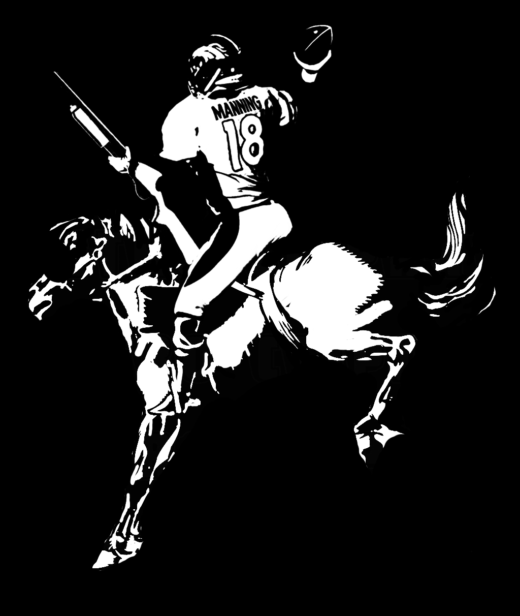 Sheriff Peyton Manning Riding Bronco with ShotgunTshirt