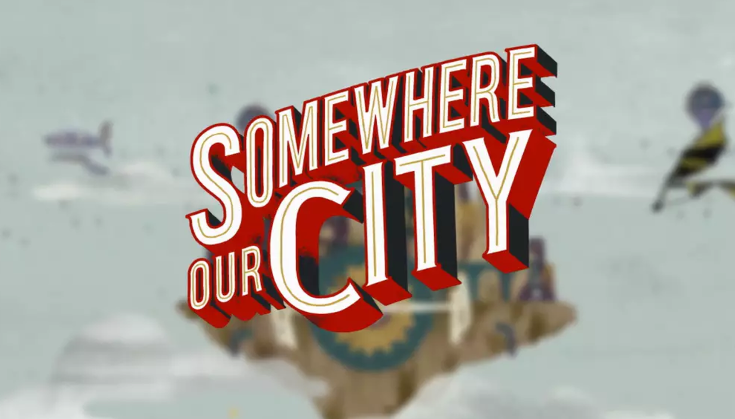 Somewhere Our City is an installation created by Same Price, Chris Nixon and Steve Berrickdesigned to engage children by blending their participation between physical and digital spaces. Flying machine templates are coloured then instantly inserted into a digital animation using computer vision techniques. There they live on, circling the City, floating in the clouds.