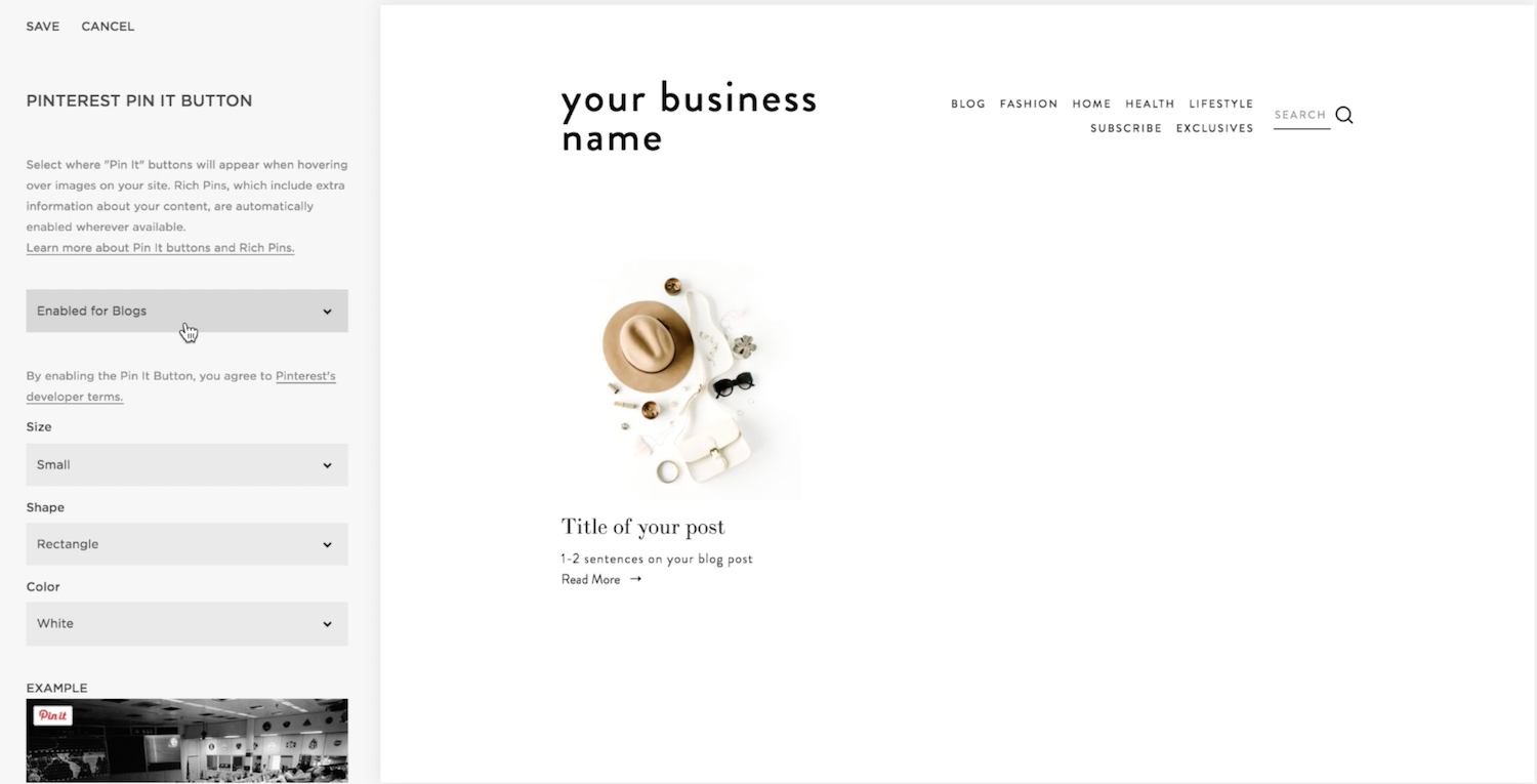 How to enable Pin It Buttons to your Squarespace blog