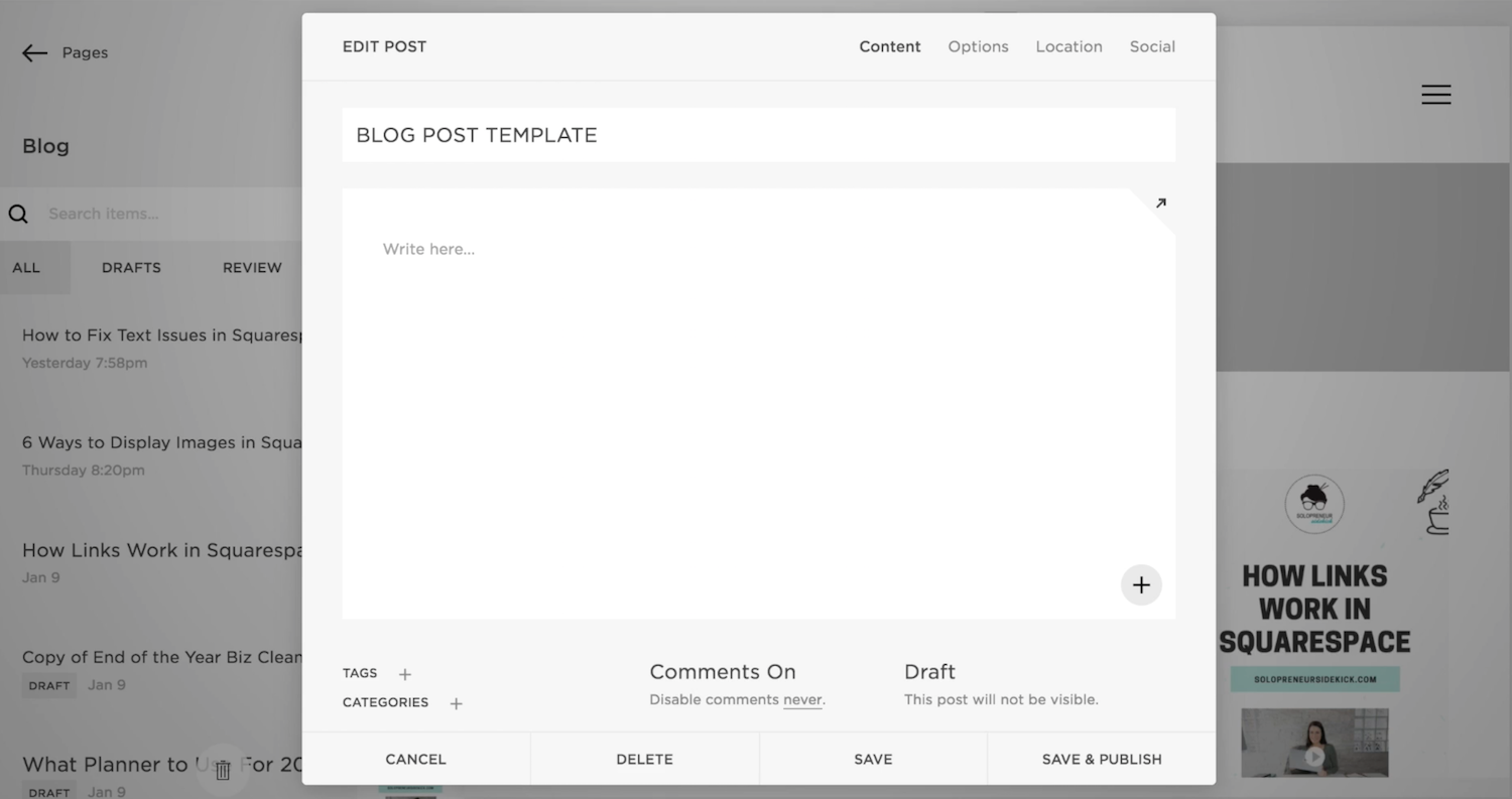 How to Create a Blog Post Template in Squarespace — Louise Henry — Tech ...