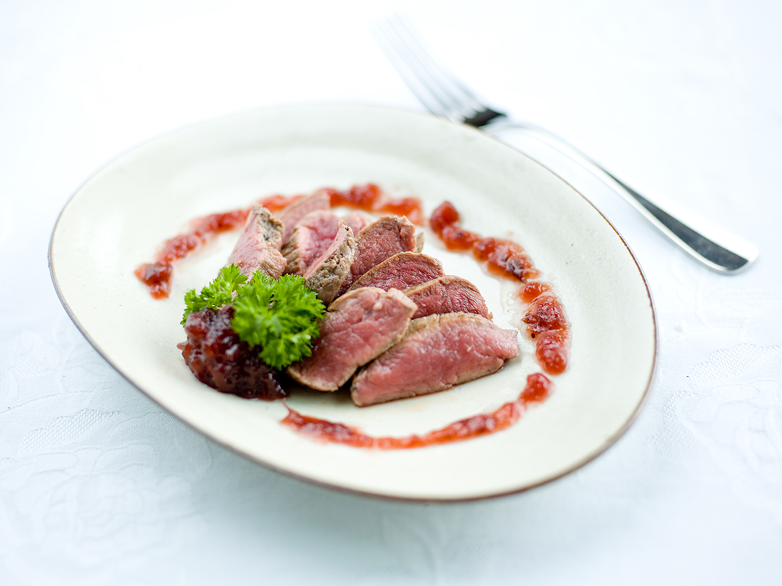 Venison with cranberry sauce