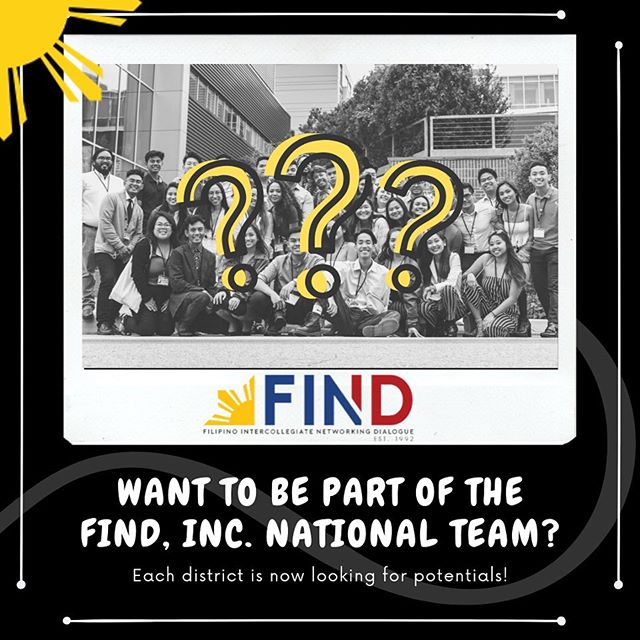 The FIND, Inc. National team is looking for potentials! If you're interested, message your district's National Director. Not sure who your National Director is? Check out the National Director contact page on the FIND, Inc. website: http://www.findinc.org/national-directors ! We are having our biweekly virtual office hours meeting Wednesday (9/25) at 9:30pm. Come join our meeting! (: