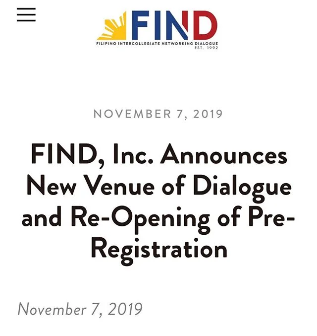 We’re happy to announce that FIND, Inc. has been able to secure a finalized venue at District 5’s TCNJ! Thank you to TCNJ Barkada ( @tcnjbarkada )for putting in the hard work! Read more about it in our bio. We’ll see you November 23rd!