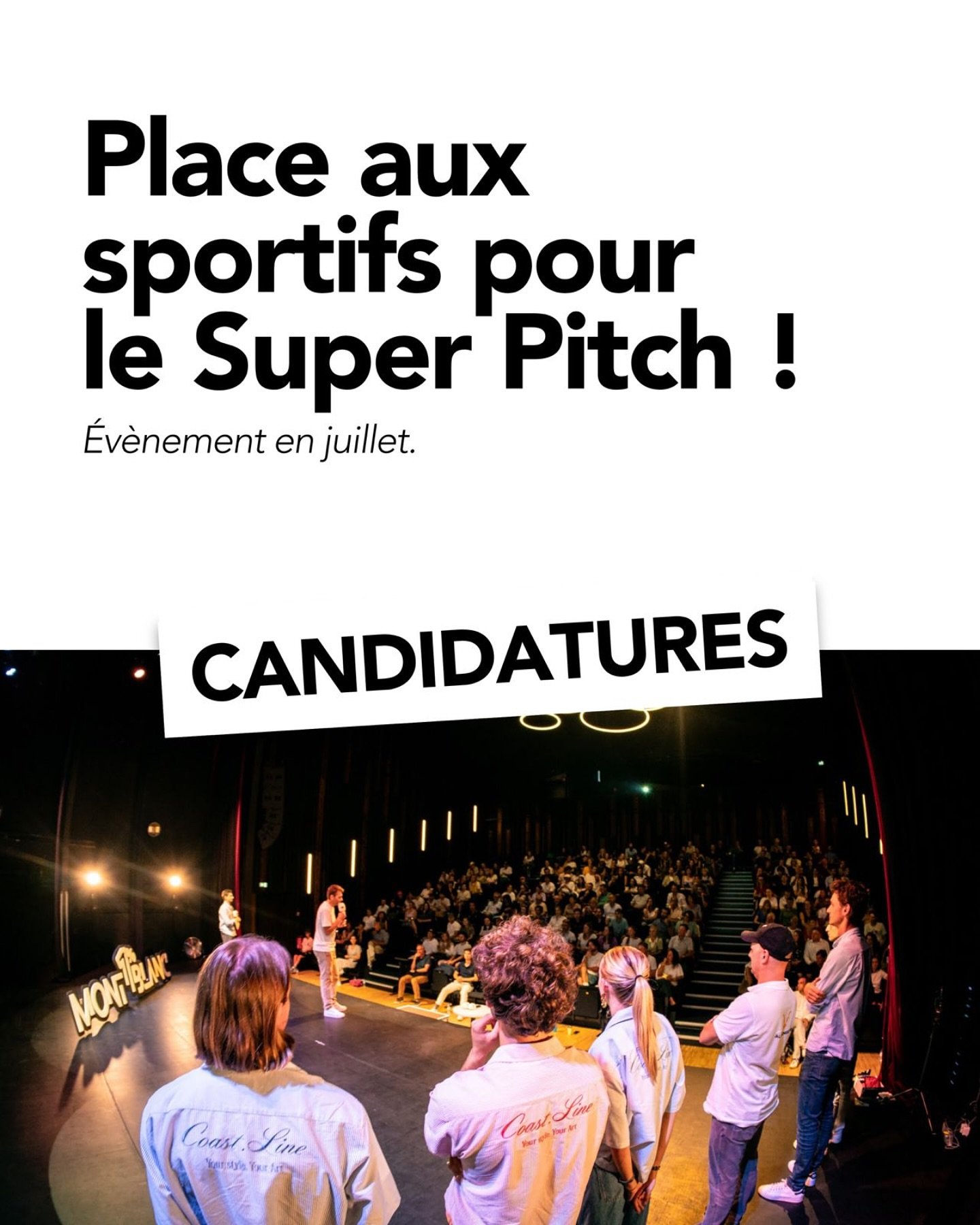 Cette ann&eacute;e, place aux sportifs pour le Super Pitch !
Dans une configuration de salle diff&eacute;rente, on offre &agrave; 5 filles et 5 gar&ccedil;ons, entre 16 et 30 ans, une sc&egrave;ne, de la visibilit&eacute; et jusqu&rsquo;&agrave; 1500