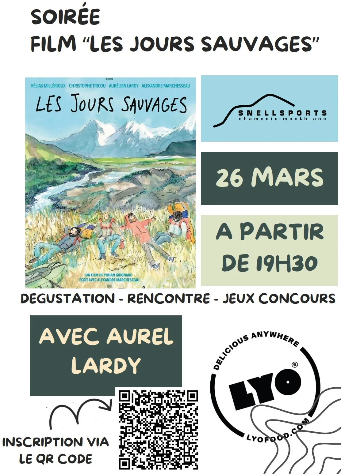 On se retrouve le jeudi 26 mars pour la diffusion du film "Les Jours Sauvages" avec @aurel_lardy , en compagnie de la marque @lyofood , d&eacute;gustations au programme 😏
RDV &agrave; 19h30 ⏱️
Lien d'inscription en bio ⬆️

Cette soir&eacut