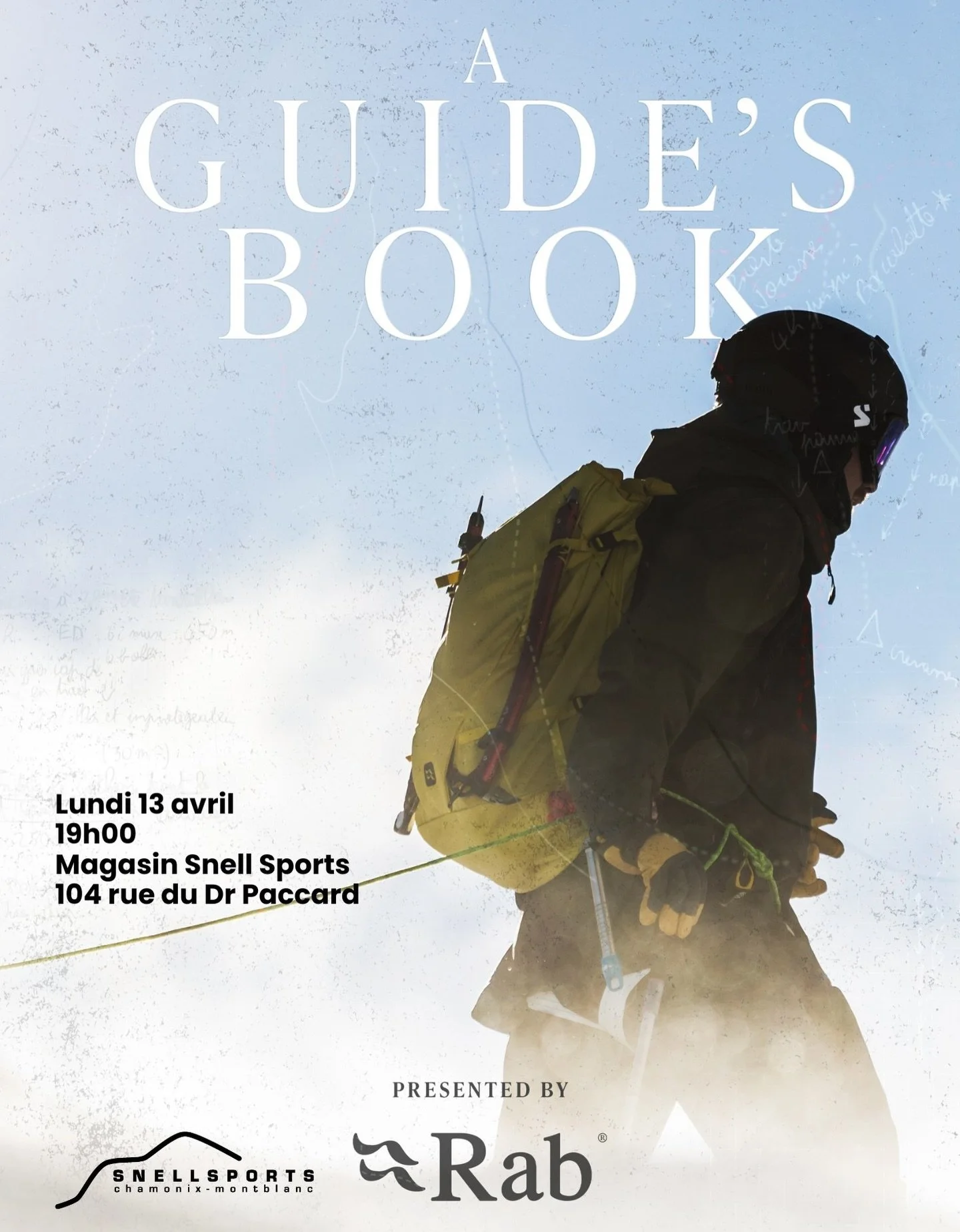 🎥 venez d&eacute;couvrir le projet de PIM @pierreidris_m &laquo;&nbsp;A guide&rsquo;s book&nbsp;&raquo; lundi 13 avril &agrave; 19h, en compagnie de @rab.equipment 🎒
Lien d&rsquo;inscription en bio ⬆️