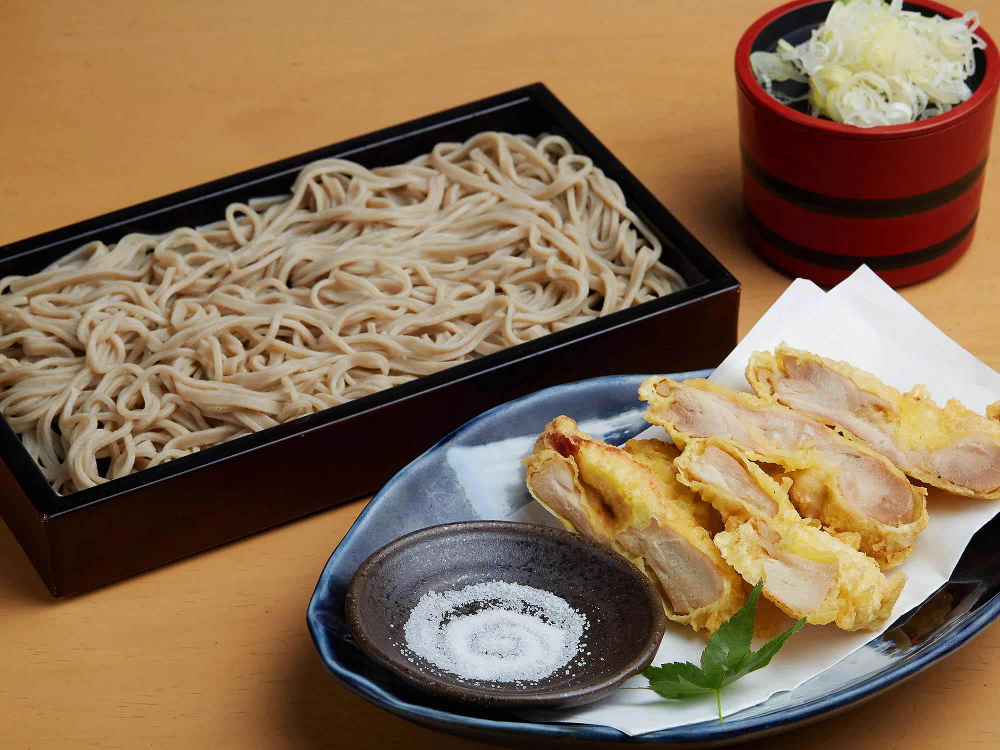 鶏天蕎麦 (幌加内産そば粉100%使用) <br>Tori ten Soba (hot or cold) ($14)
