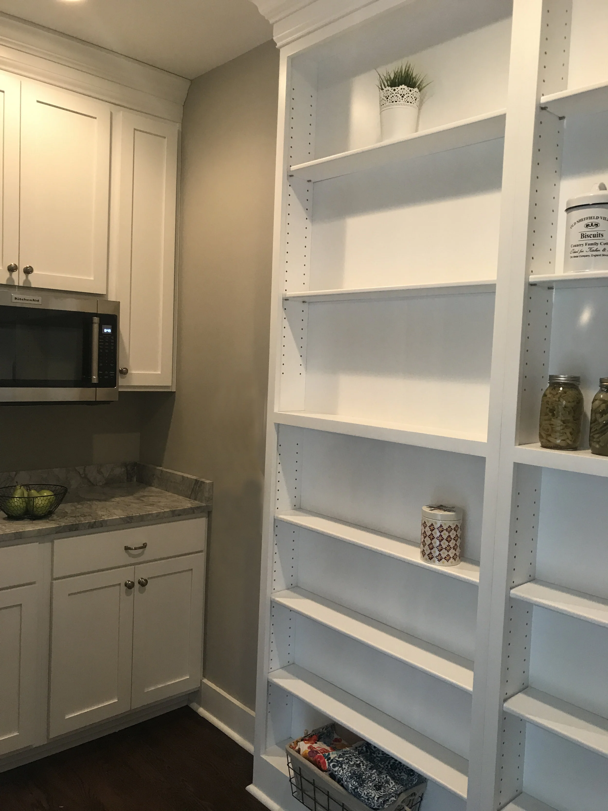 The cabinets and shelving in this beautiful pantry were all custom made.