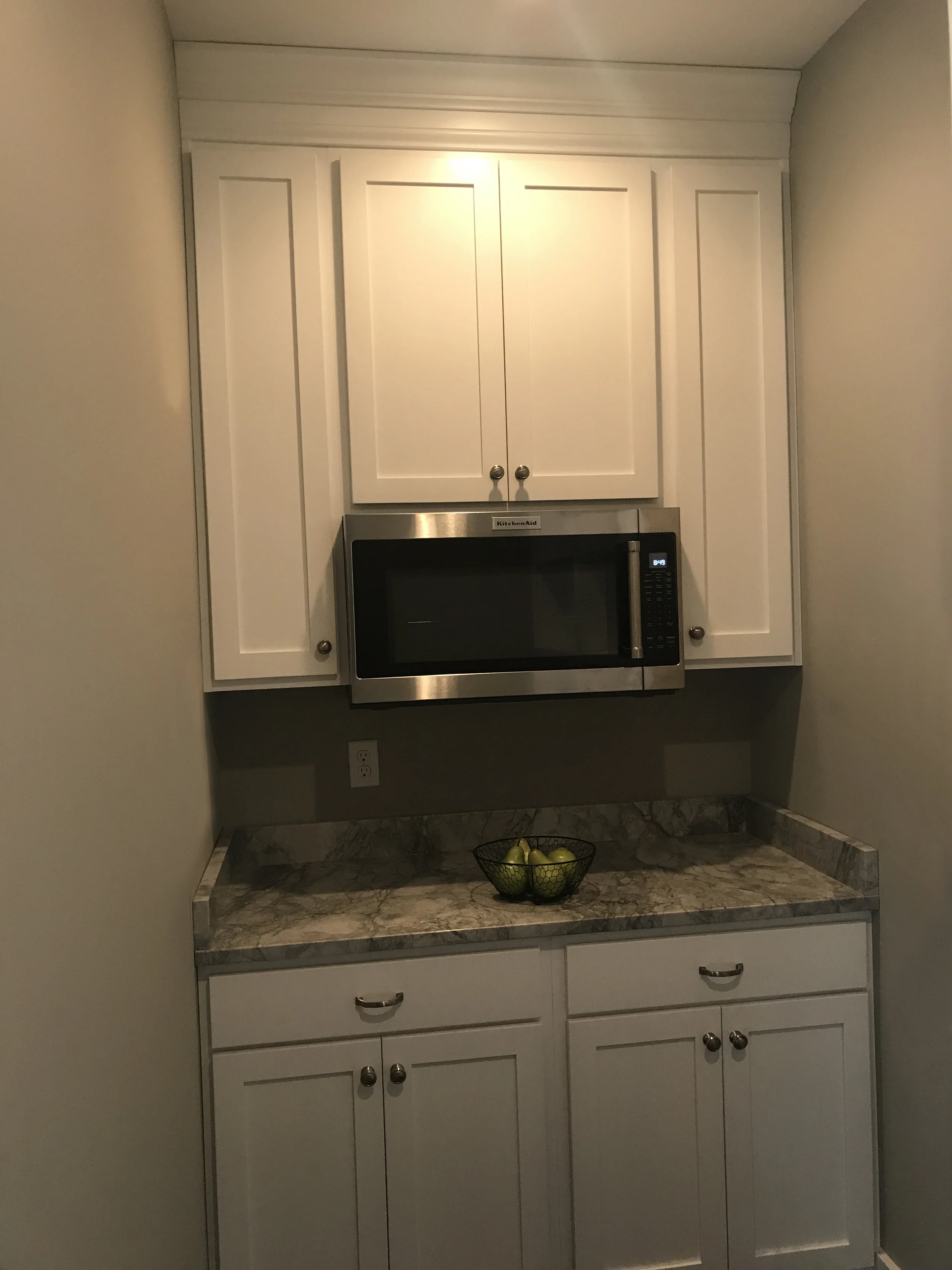 Here is the microwave, neatly tucked away