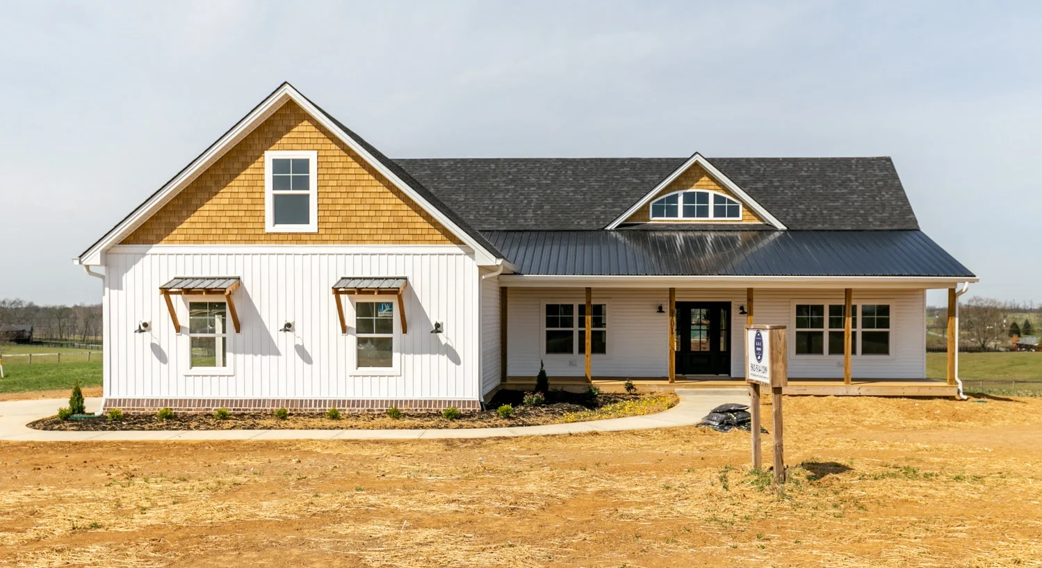Modern Farmhouse This 2,422 square foot house has 4 bedrooms and 2.5 baths. This house was designed by a group of local Georgetown women and placed on the market by KRC Homes, LLC. Click here to read more about the design team.