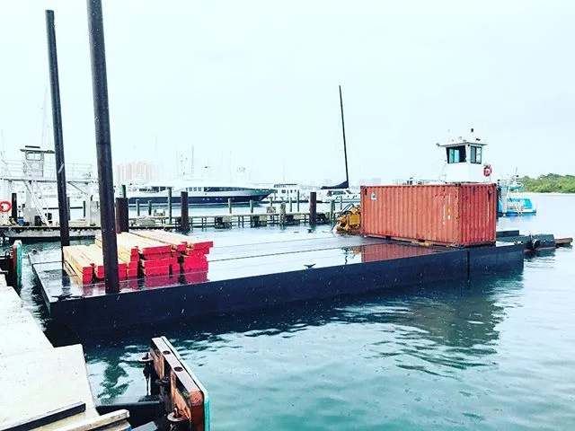 New Sectional Barge for the Company. Ready to go to work! #marineconstruction #palmbeach #barge #piledriver #palmbeachcounty