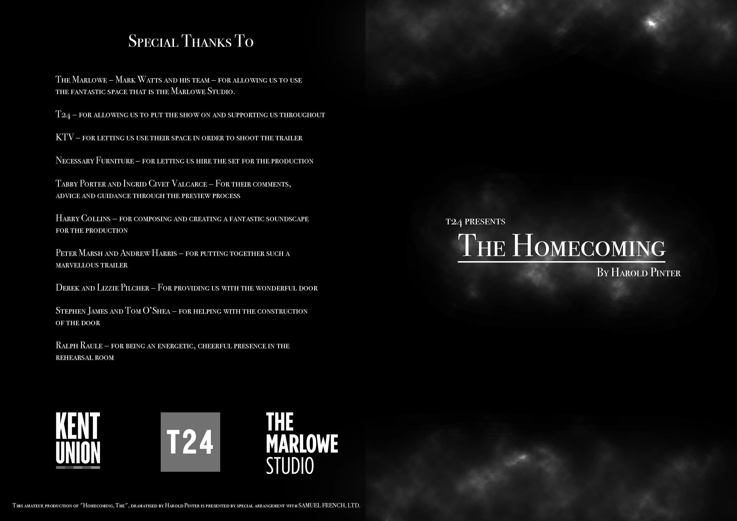 The front and back cover of the programme! 