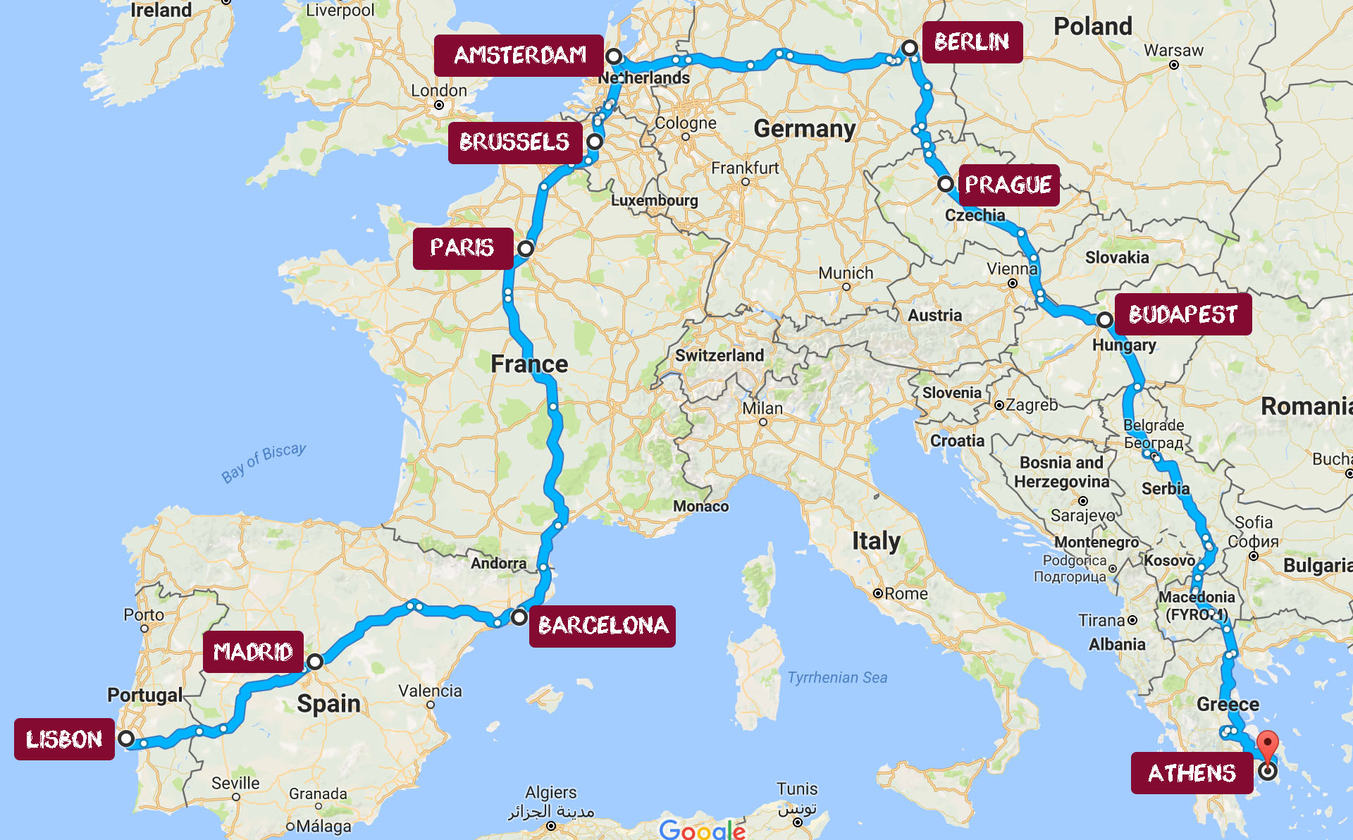 interrail karta Interrail map plan europe route trip way perfect lisbon ...
