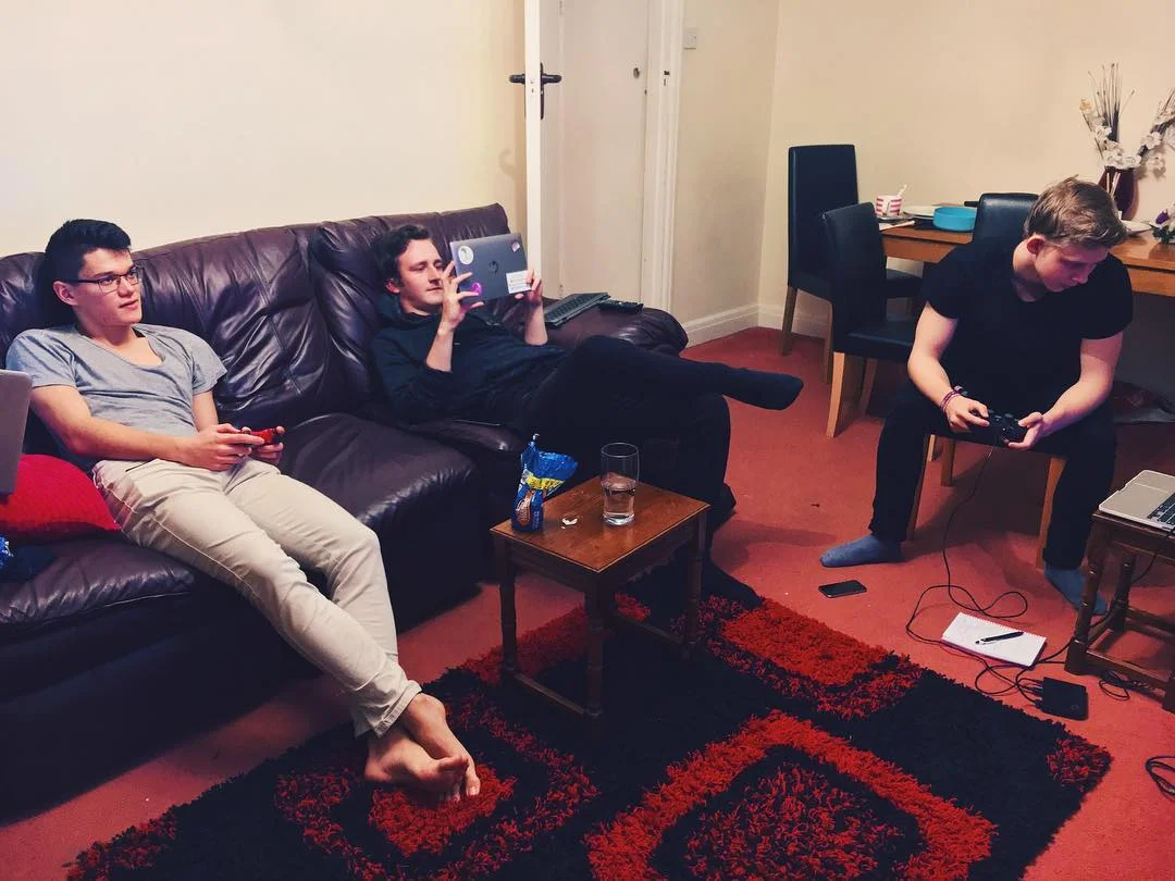 Boiz night in! This is basically what it looks like when we all hang out.