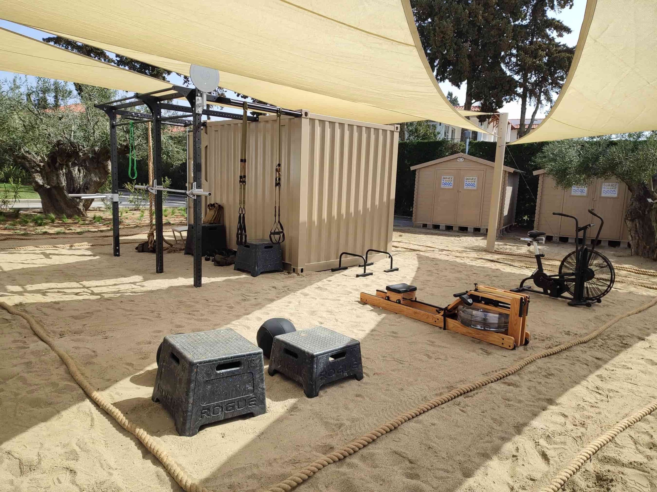 luxury resort outdoor gym design by Biofit for Ikos Resorts