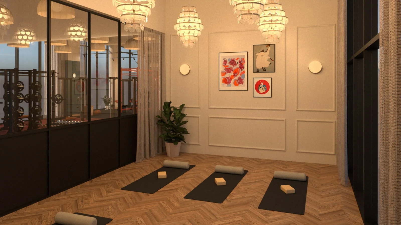 Fusion Students Loughborough yoga studio interior design by Biofit