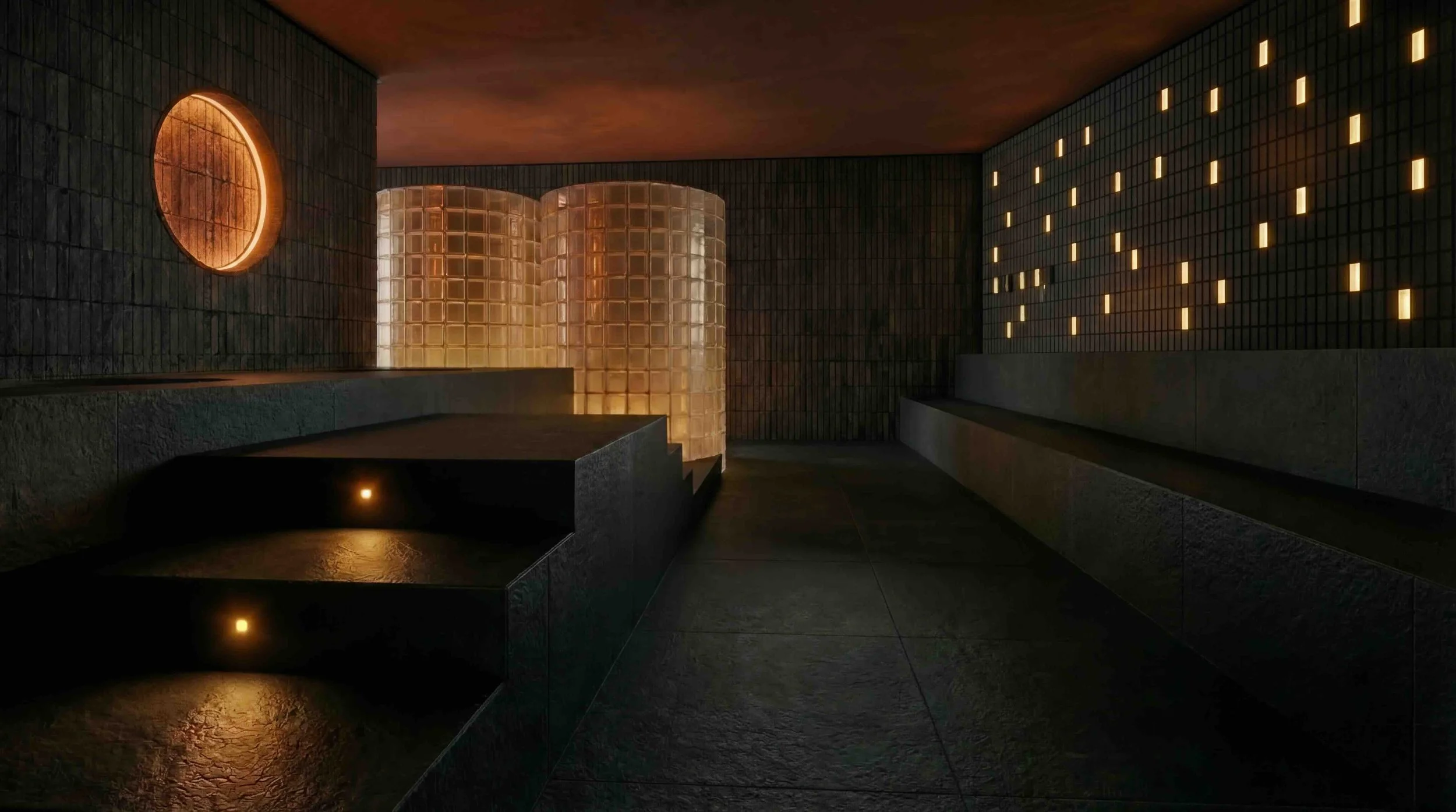 contrast bathing, longevity studio, recovery spa area concept design by Biofit