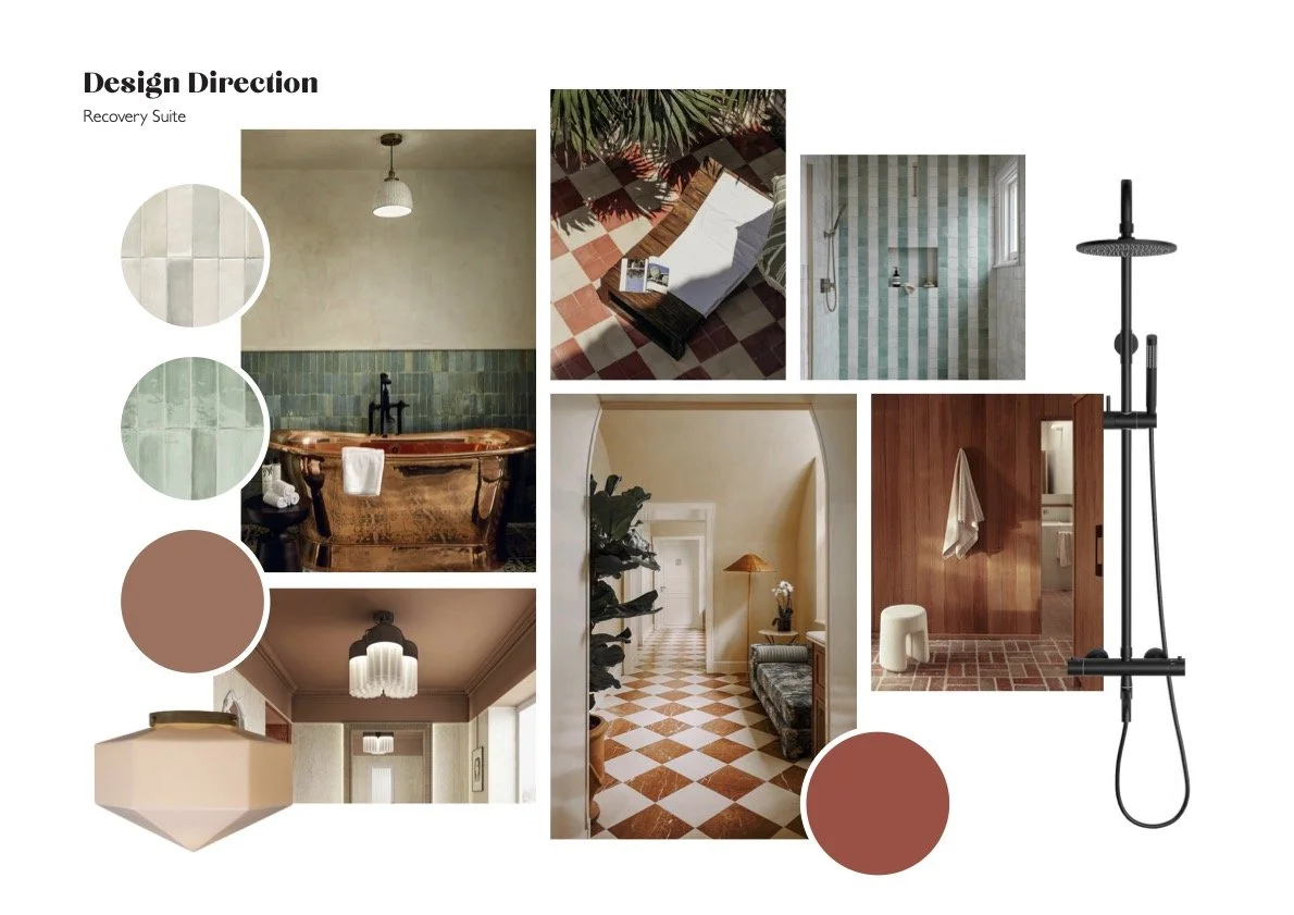 recovery suite spa room moodboard by Biofit