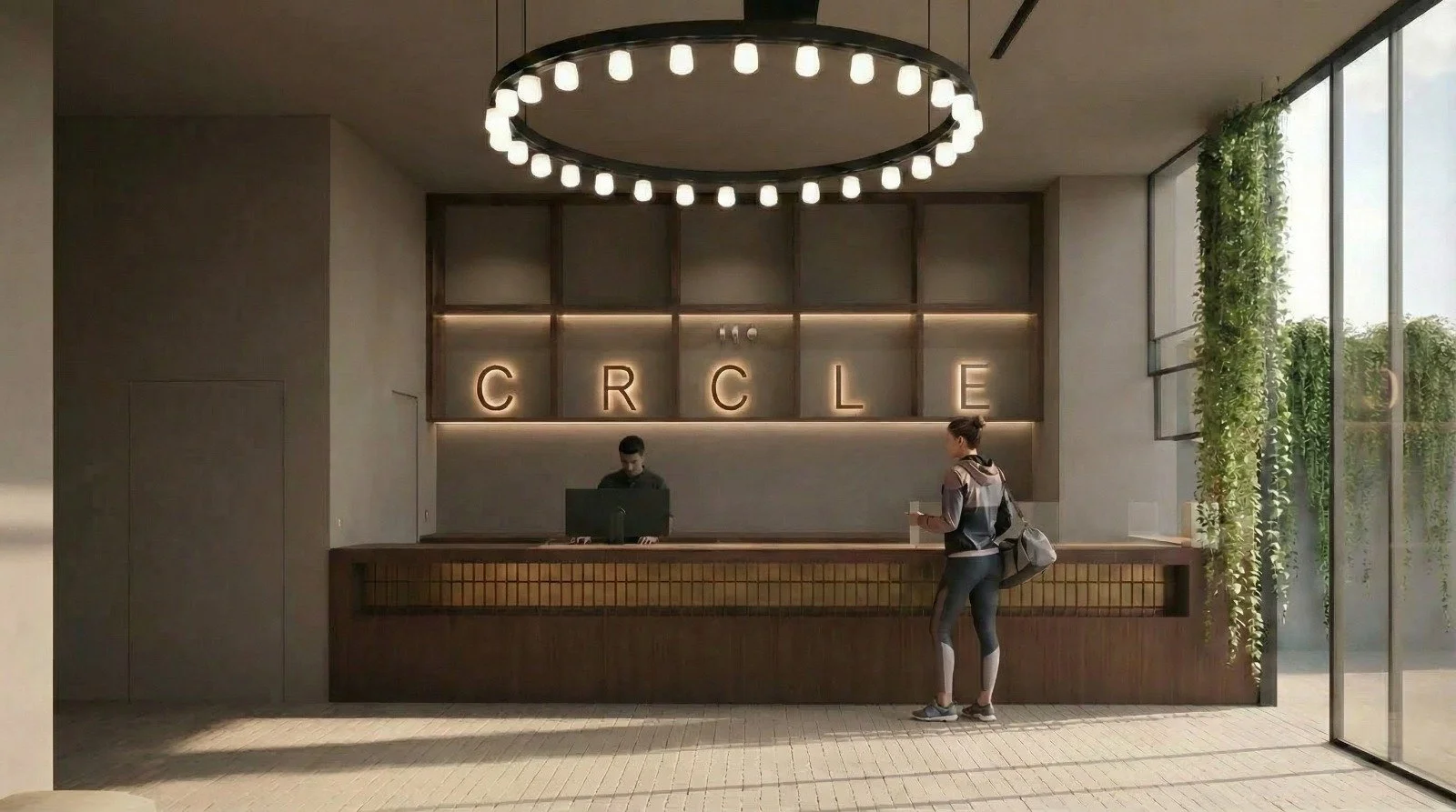 CRCLE Wellness Club reception, concept design by Biofit