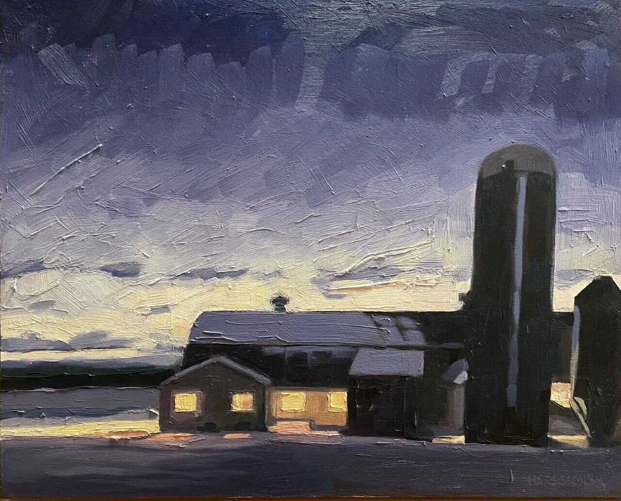 Scapeland Farm Busy at Night
oil on panel, 16x20, $1,165 
Hannah Sessions