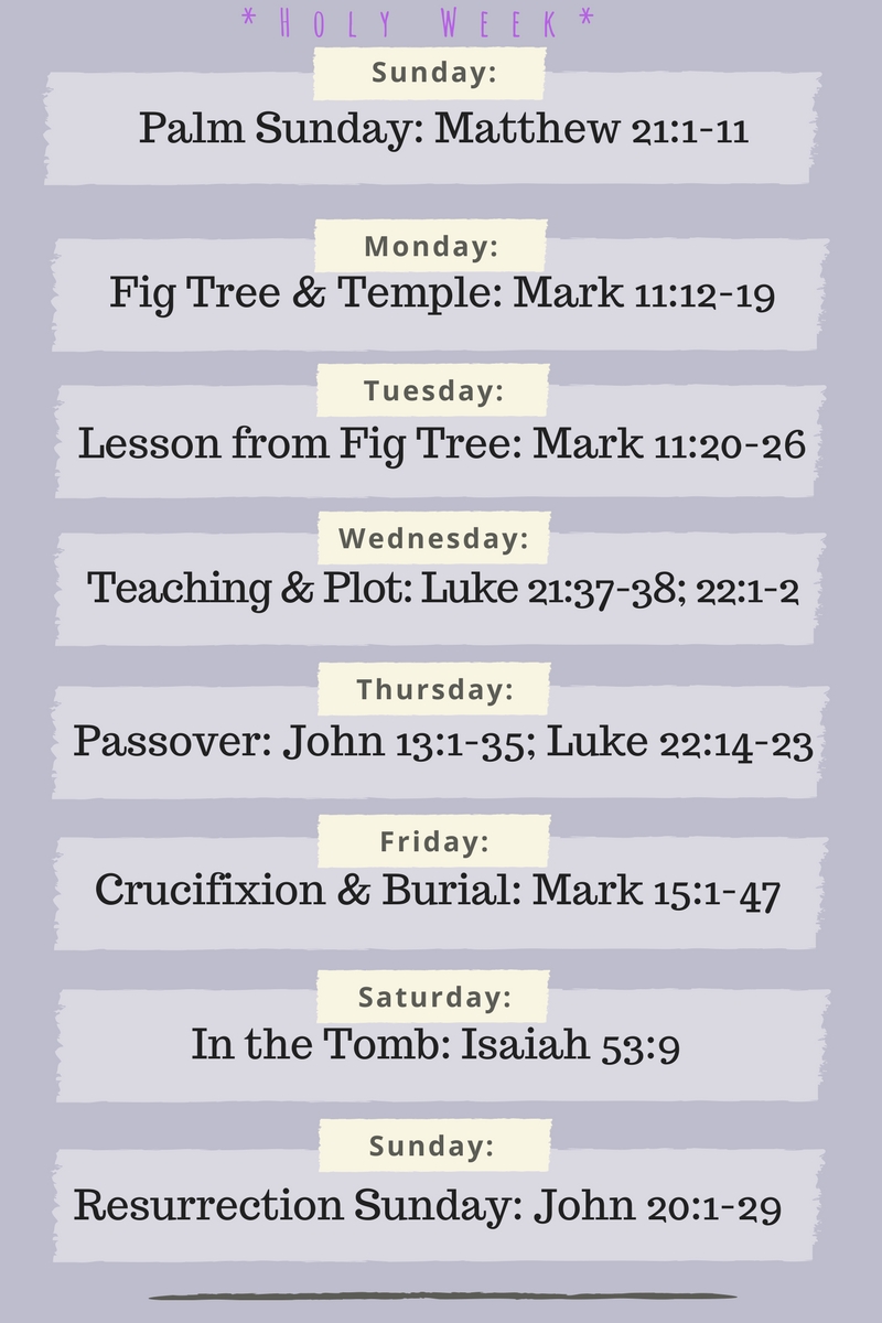 Holy Week Timeline — Gospel Family Ministries