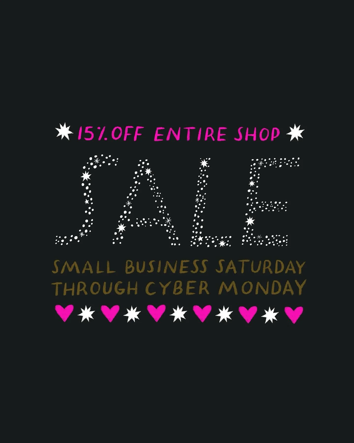 Hi friends, 
I&rsquo;m running a sale today through Monday. Enjoy 15% off my entire shop, automatic at checkout 🩷⭐️🩷⭐️🩷

From screen printed cards and posters, to calendars, Giclee prints and stickers&hellip;
I try to make artwork that helps groun