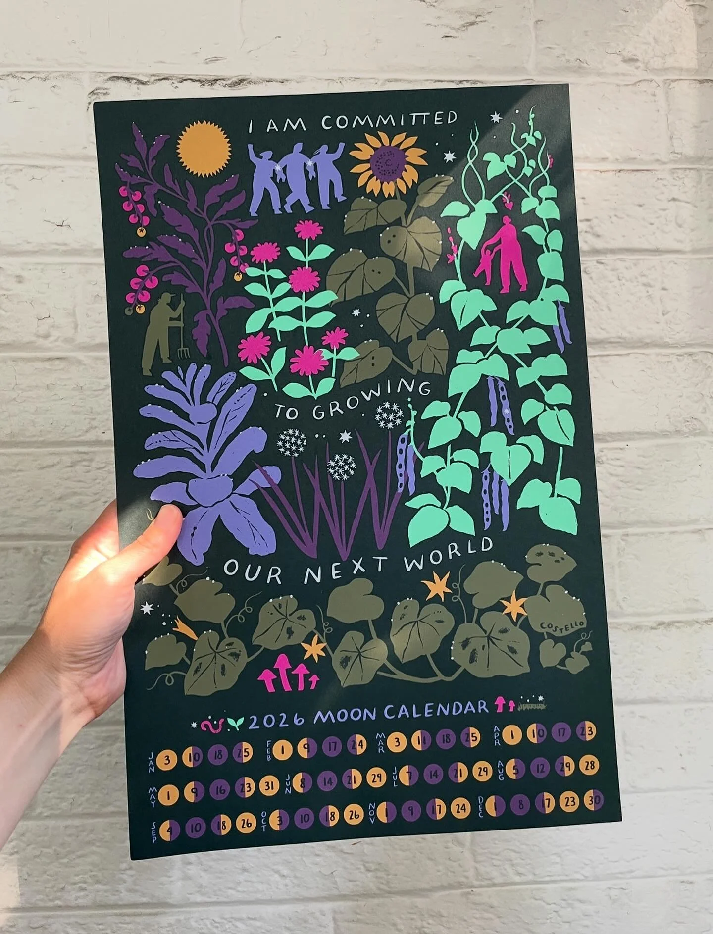 ✨NEXT WORLD 2026 Quarterly Moon Calendar 🌱🍅✨

Find the link to order in my bio 🌻👆🏼 

Celebrating our resisters, care givers, land tenders and all those resisting fascist imperial death making, this seven layer screen printed poster is packed ful