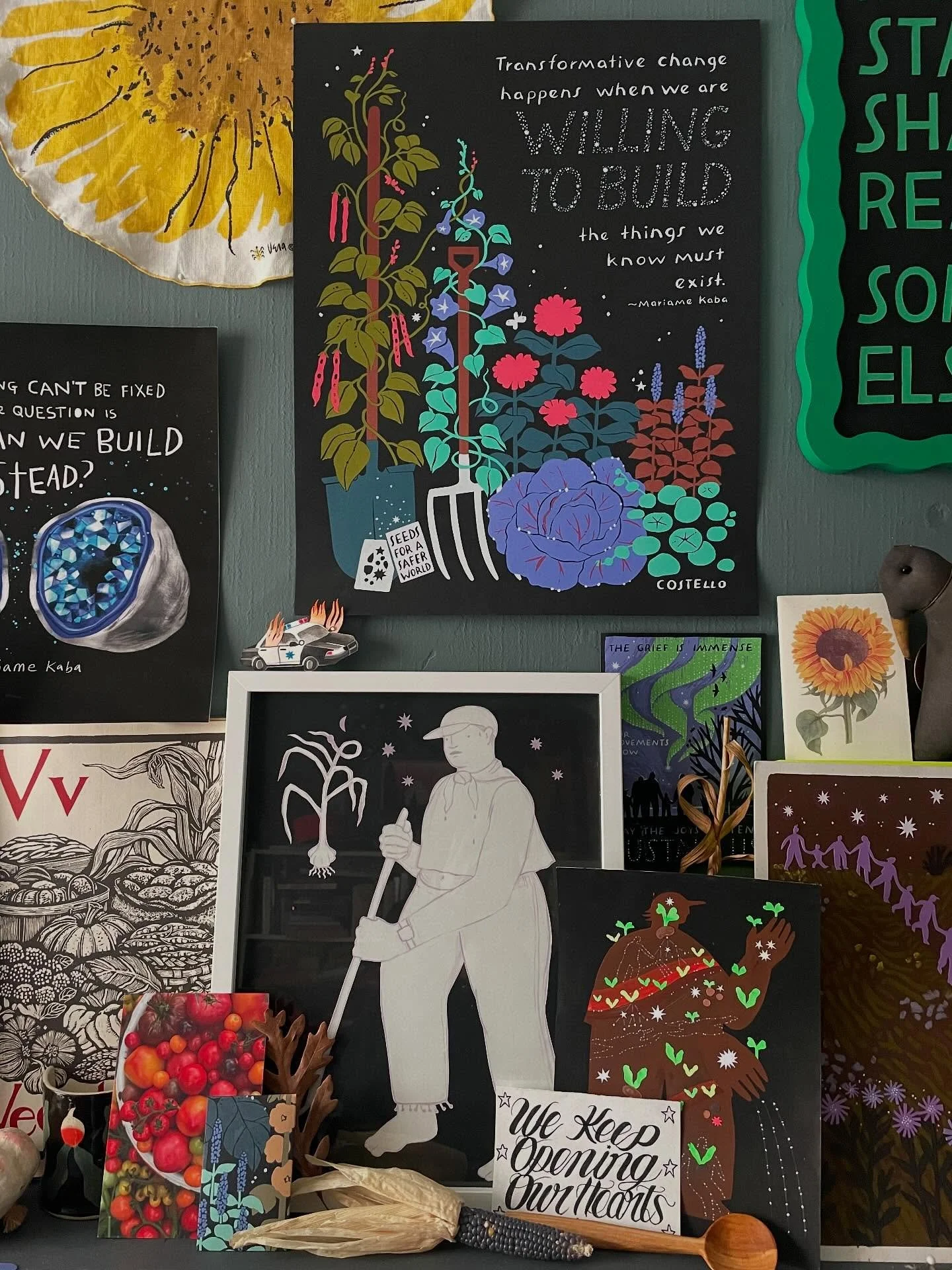 We Keep Opening our Hearts 💗
( Drawing by @777auntieshouse )

2026 Art desk vignette.