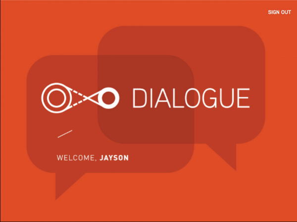One of the first things we did when we began the project was decide on the brand of the app. The Dialogue name was chosen, and I designed an app icon and splash screen, which helped inform the look of the rest of the app.
