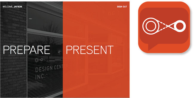 I designed the app from the ground up, including an app icon, and the early login screens. The splash screen transitions into this page, where the sales person can record contact and other information, and build presentations.