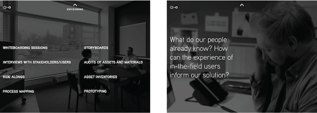Envisioning is the process Design Center uses to identify 'Big Ideas' to build a tool around. For a brief overview of the Envisioning process, the user can come to this page, and tap through the three stages of the diagram. Or, if they want to take …