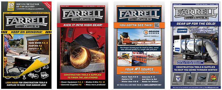 With my previous experience in publication design, I soon took over the creation of the monthly 16-page sales booklets that were one of Farrell’s most successful marketing tools. They advertised new products and special deals, and were sent to every…