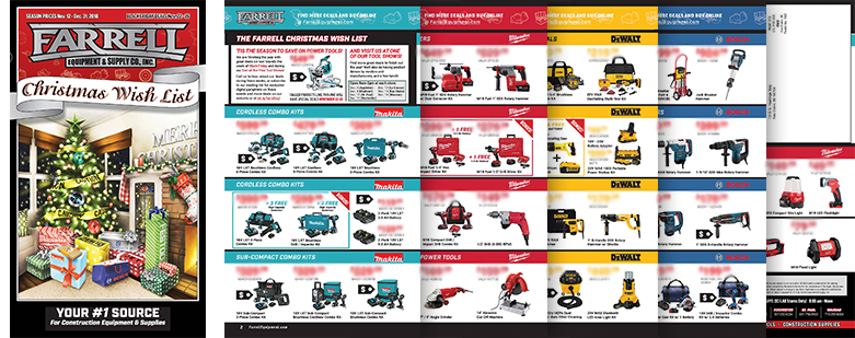 Outside of the monthly sales booklets, I did a few specialty booklets, like this power tool catalog, the Christmas Wish List. I took the opportunity to utilize my artistic abilities on the cover picture, as well as making a really bold color design …