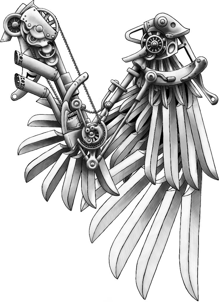 Steampunk Angel Wing Tattoo Design