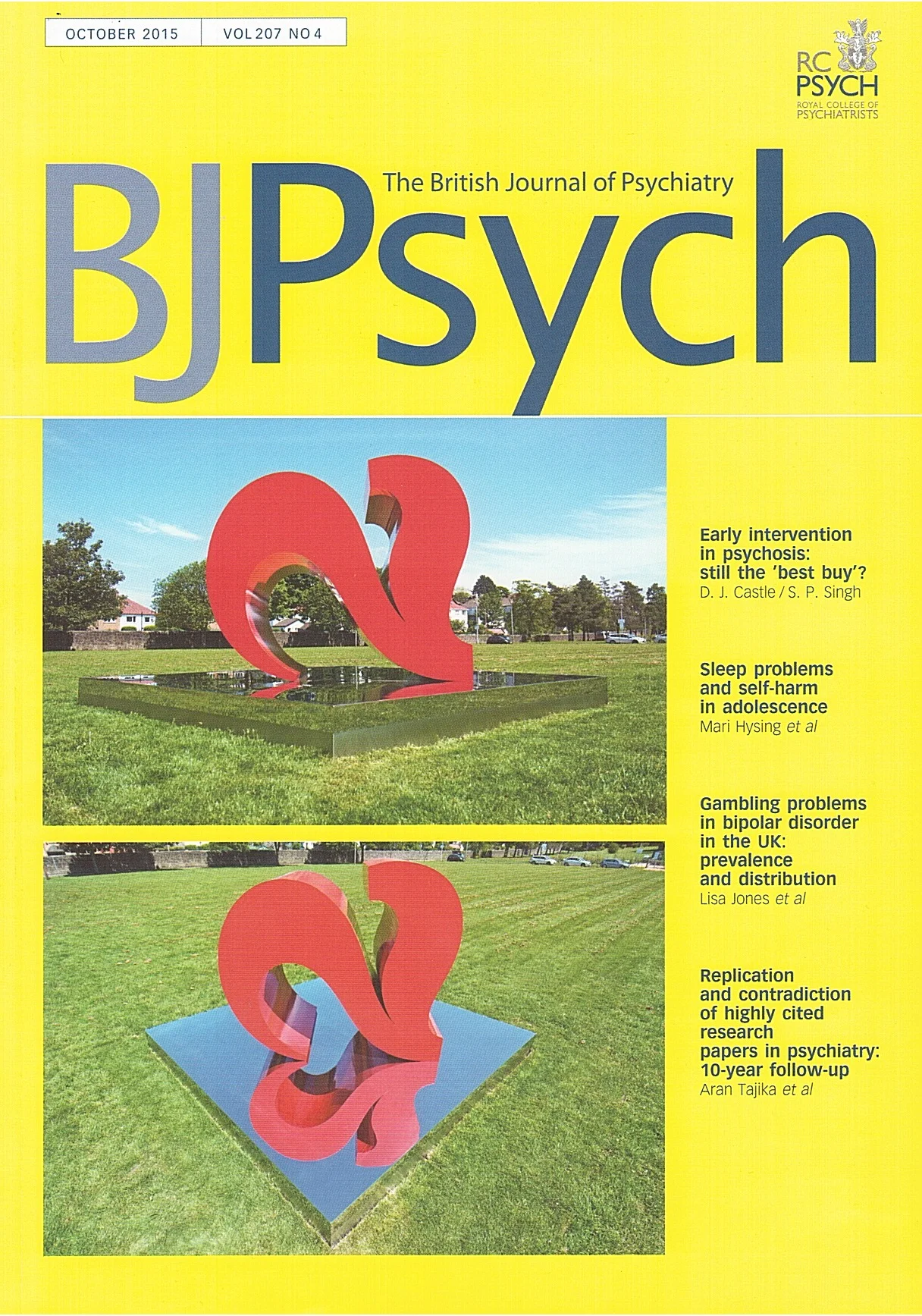 The British Journal of Psychiatry - October 2015 front cover