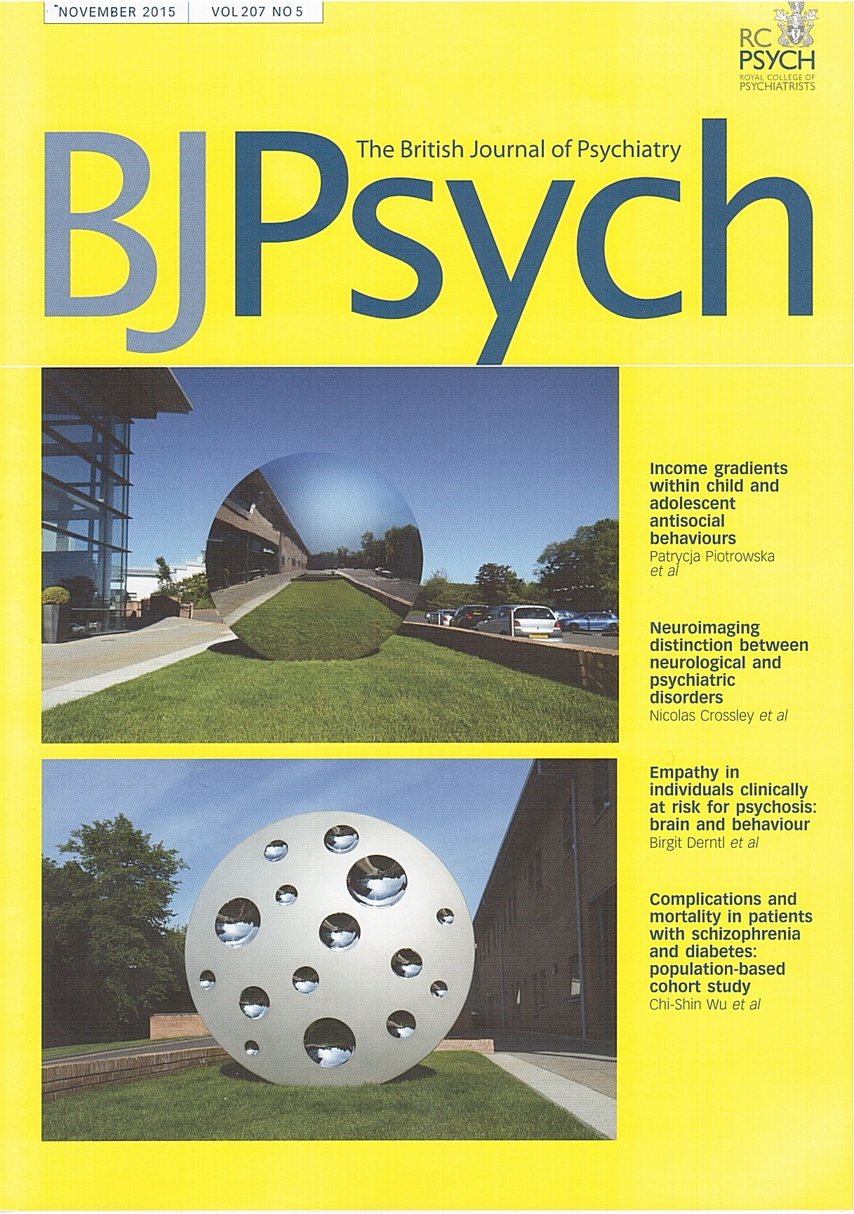 The British Journal of Psychiatry - November 2015 cover