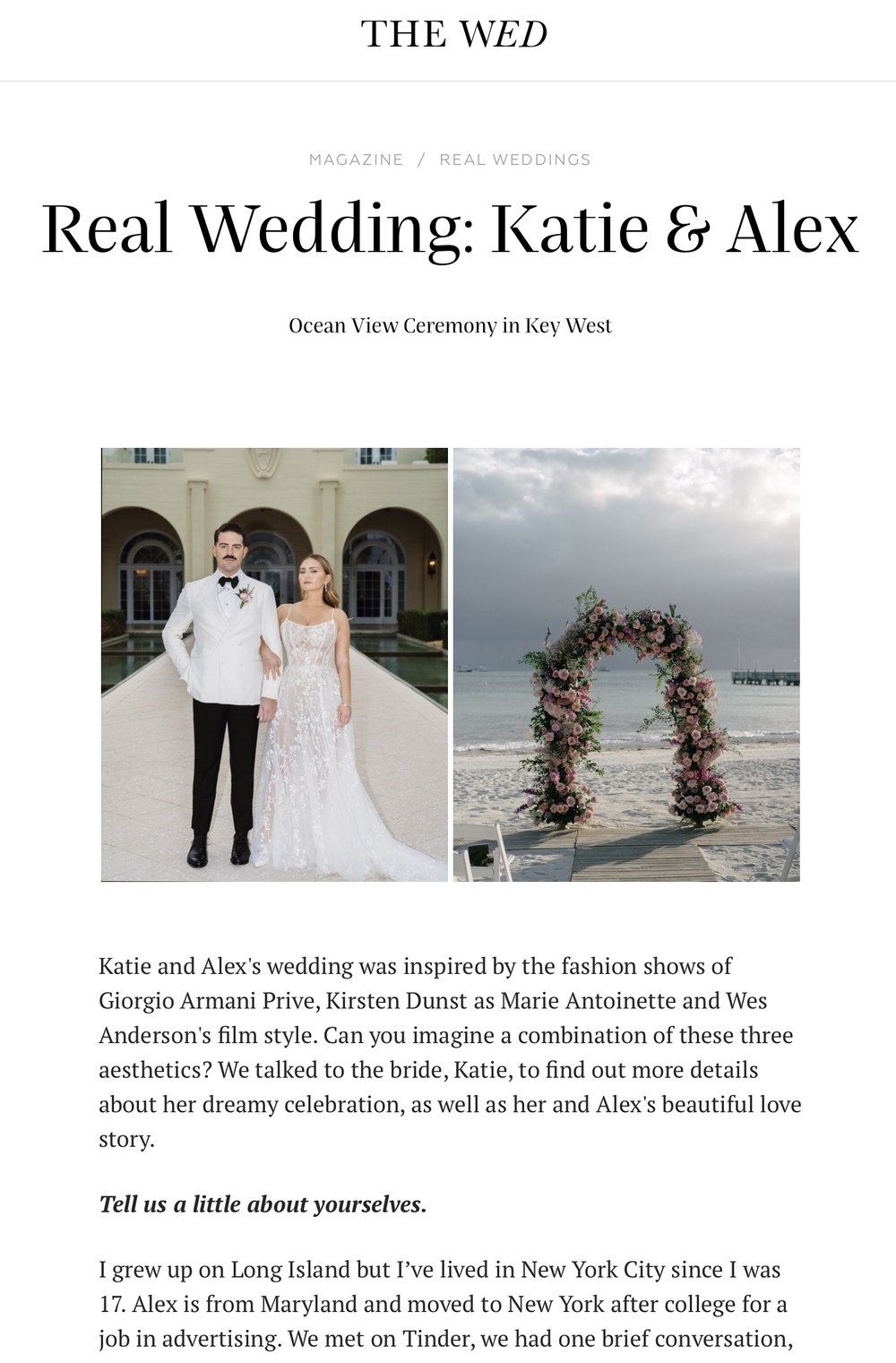 The Wed Magazine's Feature on Katie & Alex's Oceanfront Ceremony