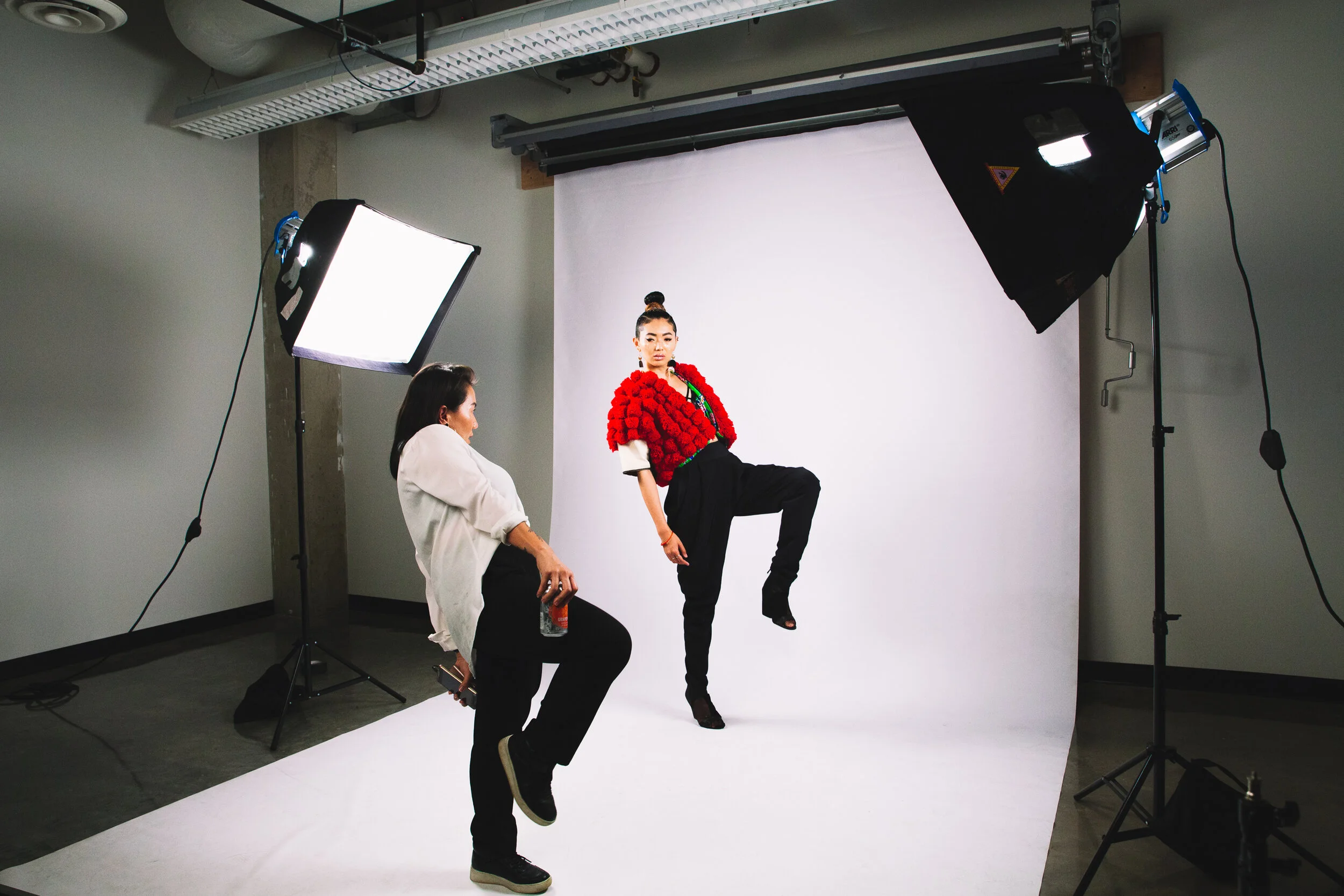 Oskar art directing behind the scenes with model Xiaolu.