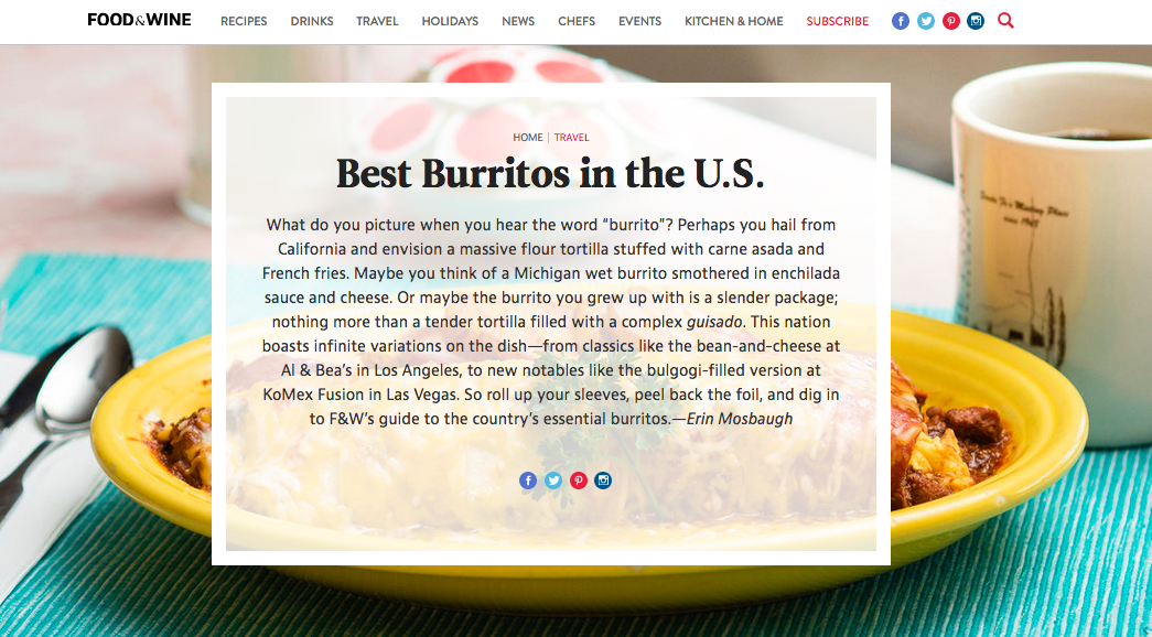 food and wine best burritos in the us