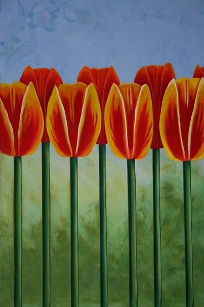 Marching Tulips in Red