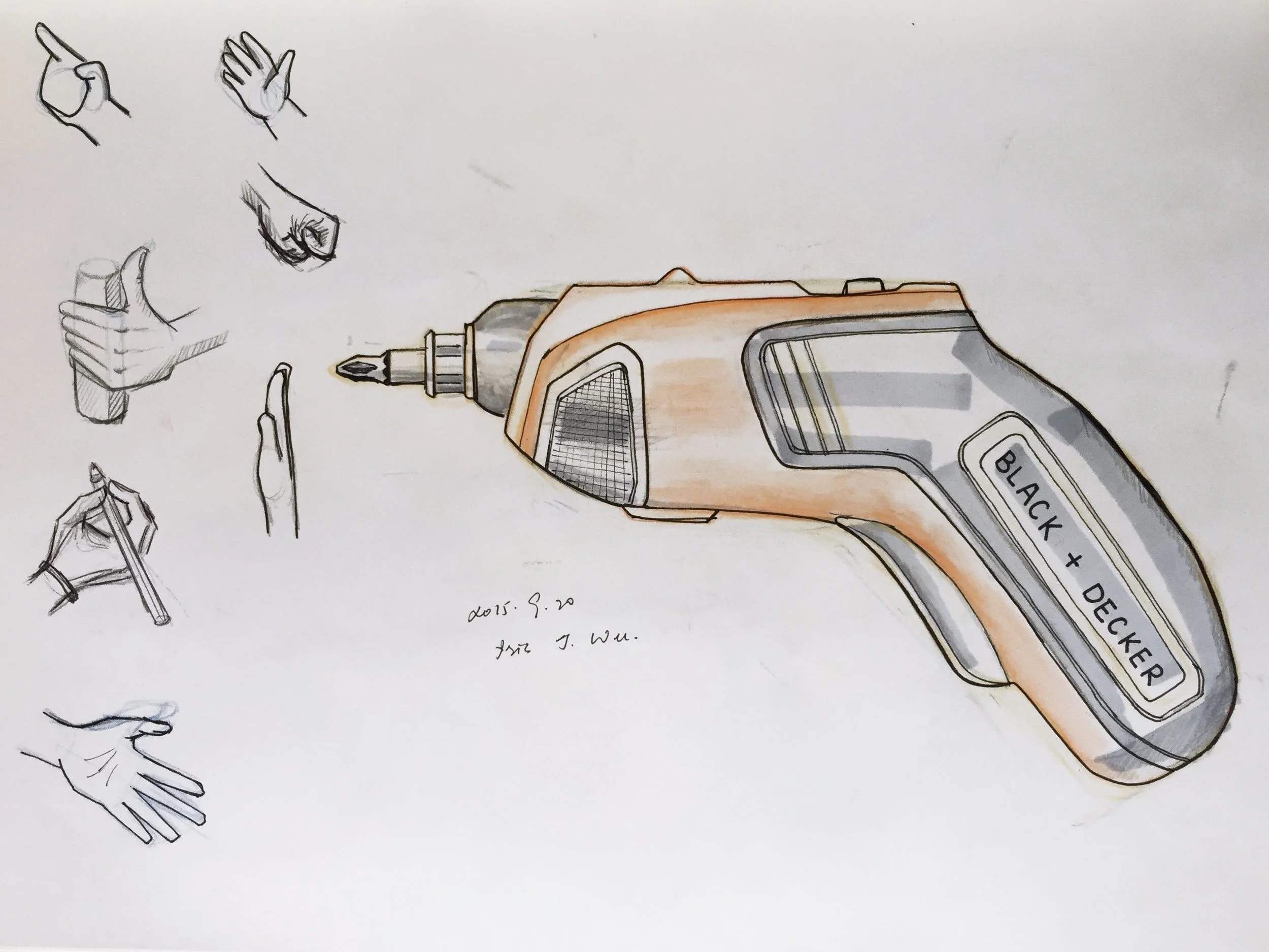 Study of hands and tools